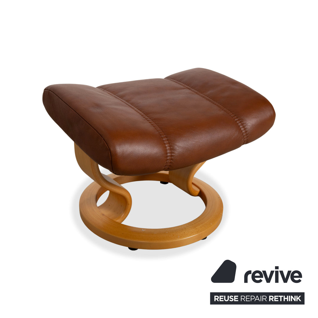 Stressless Consul Leather Armchair Brown Manual Function incl. Ottoman
