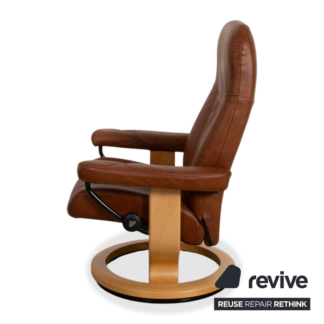 Stressless Consul Leather Armchair Brown Manual Function incl. Ottoman