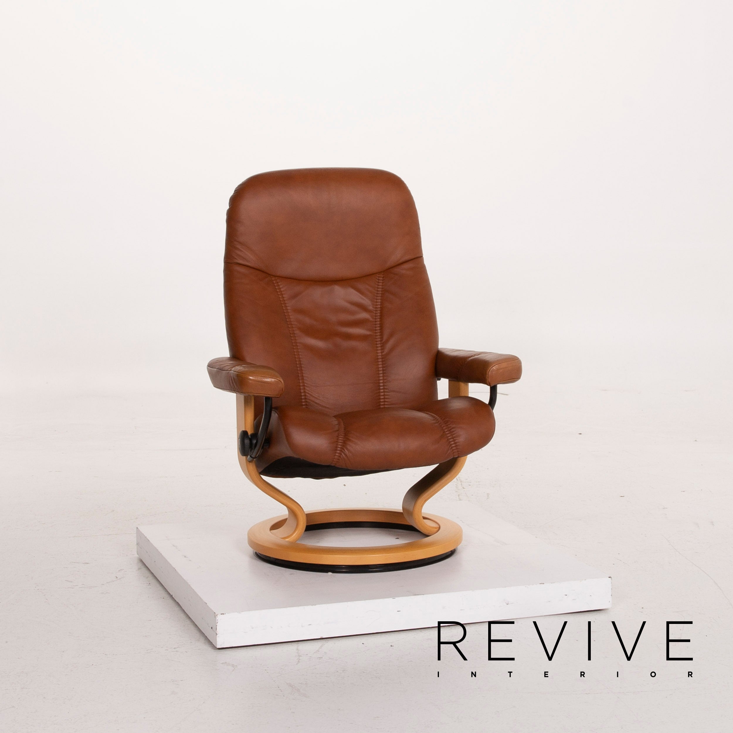Stressless Consul leather armchair cognac incl. stool relaxation function #15279