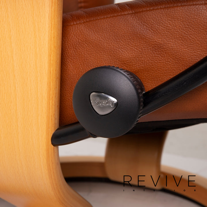 Stressless Consul Leder Sessel Cognac inkl. Hocker Relaxfunktion #15279