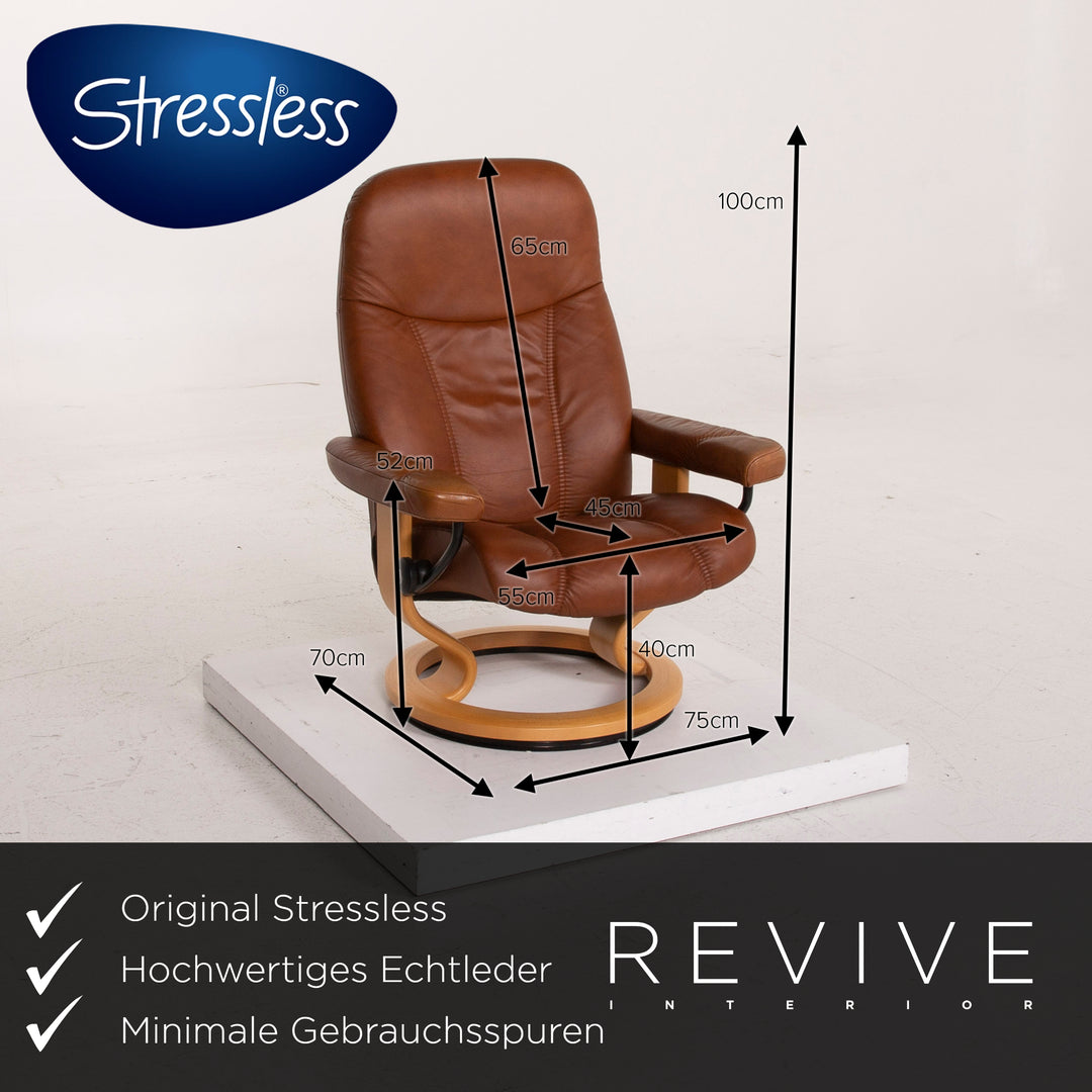 Stressless Consul Leder Sessel Cognac inkl. Hocker Relaxfunktion #15279
