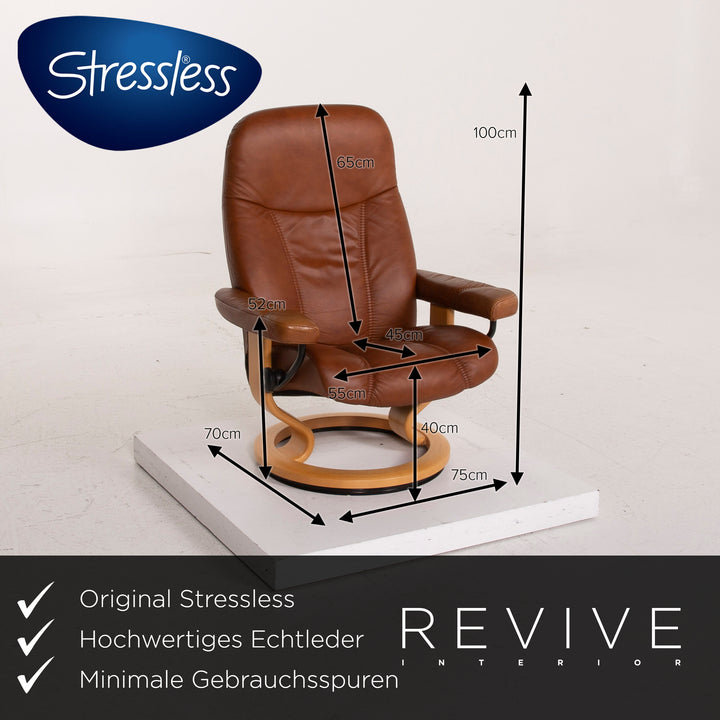 Stressless Consul Leder Sessel Cognac inkl. Hocker Relaxfunktion #15279