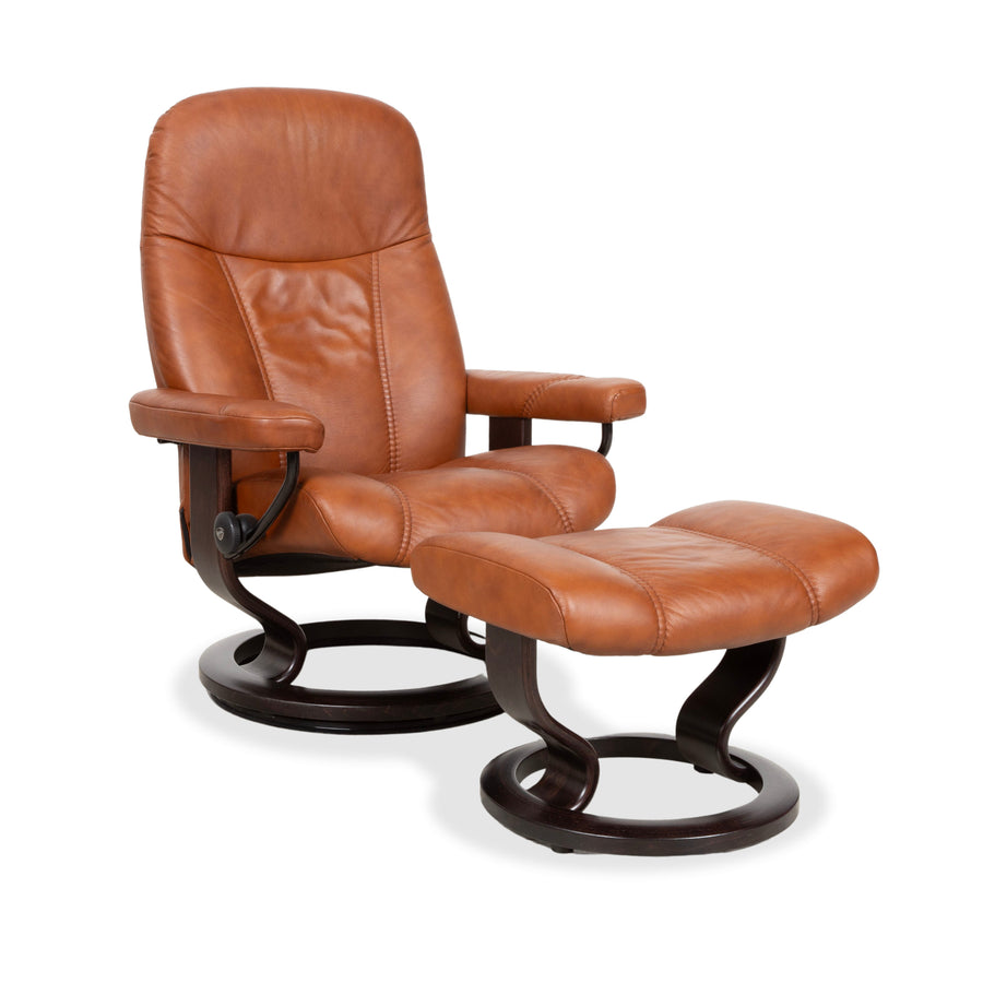 Stressless Consul Leder Sessel Cognac inkl. Hocker Relaxfunktion
