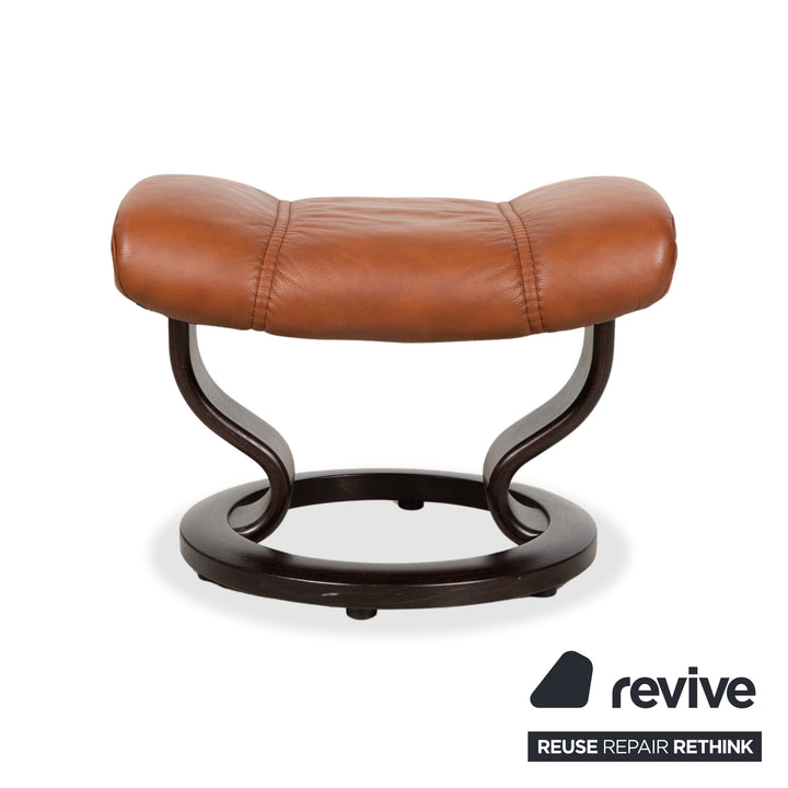 Fauteuil et repose-pieds Stressless Consul en cuir cognac, fonction relax