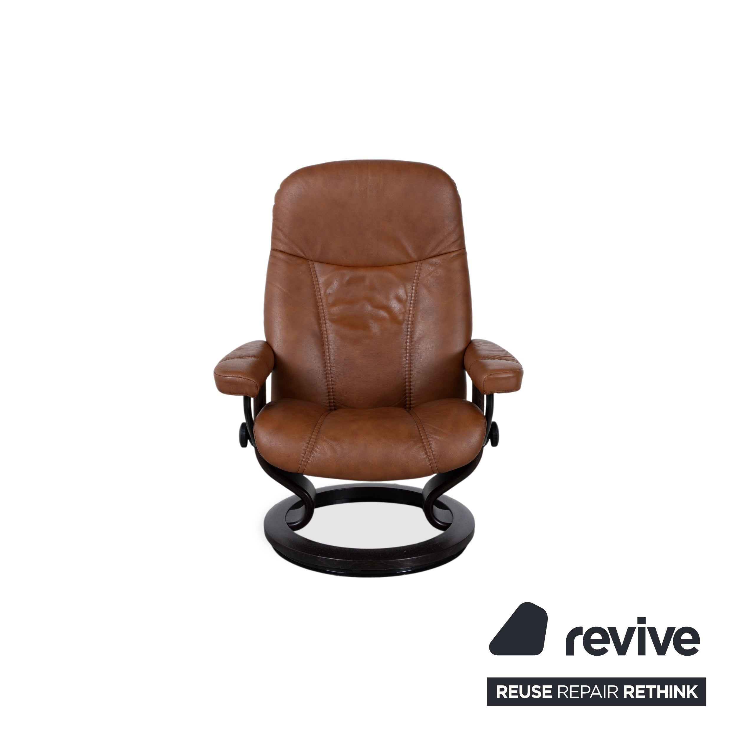 Stressless Consul Leather Armchair Cognac incl. Ottoman Recliner Function