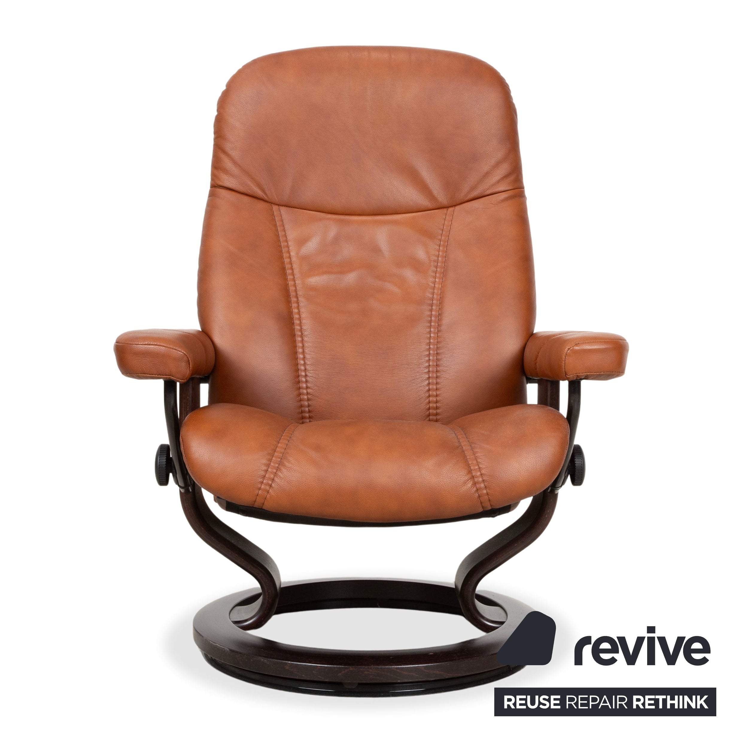 Stressless Consul Leather Armchair Cognac incl. Ottoman Recliner Function