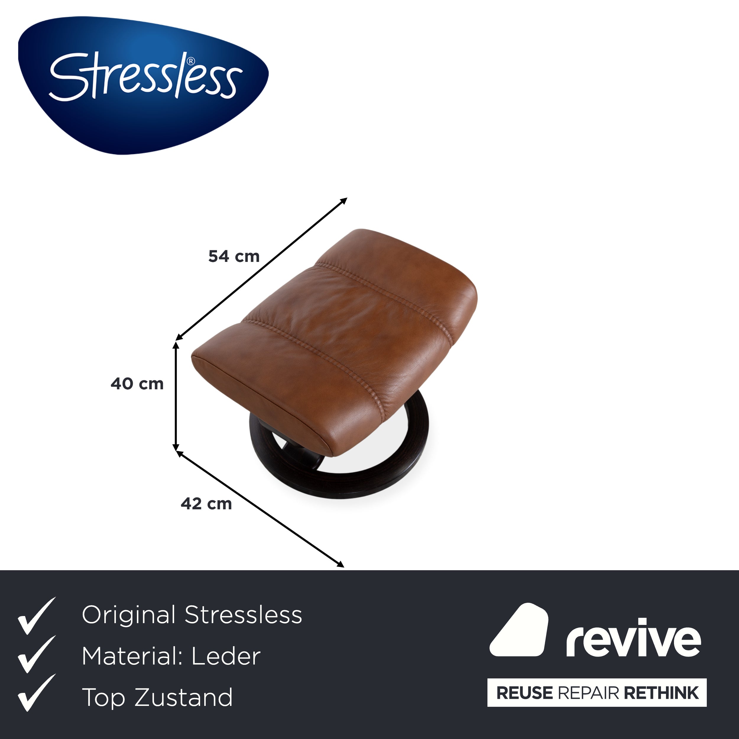 Stressless Consul Leather Armchair Cognac incl. Ottoman Recliner Function