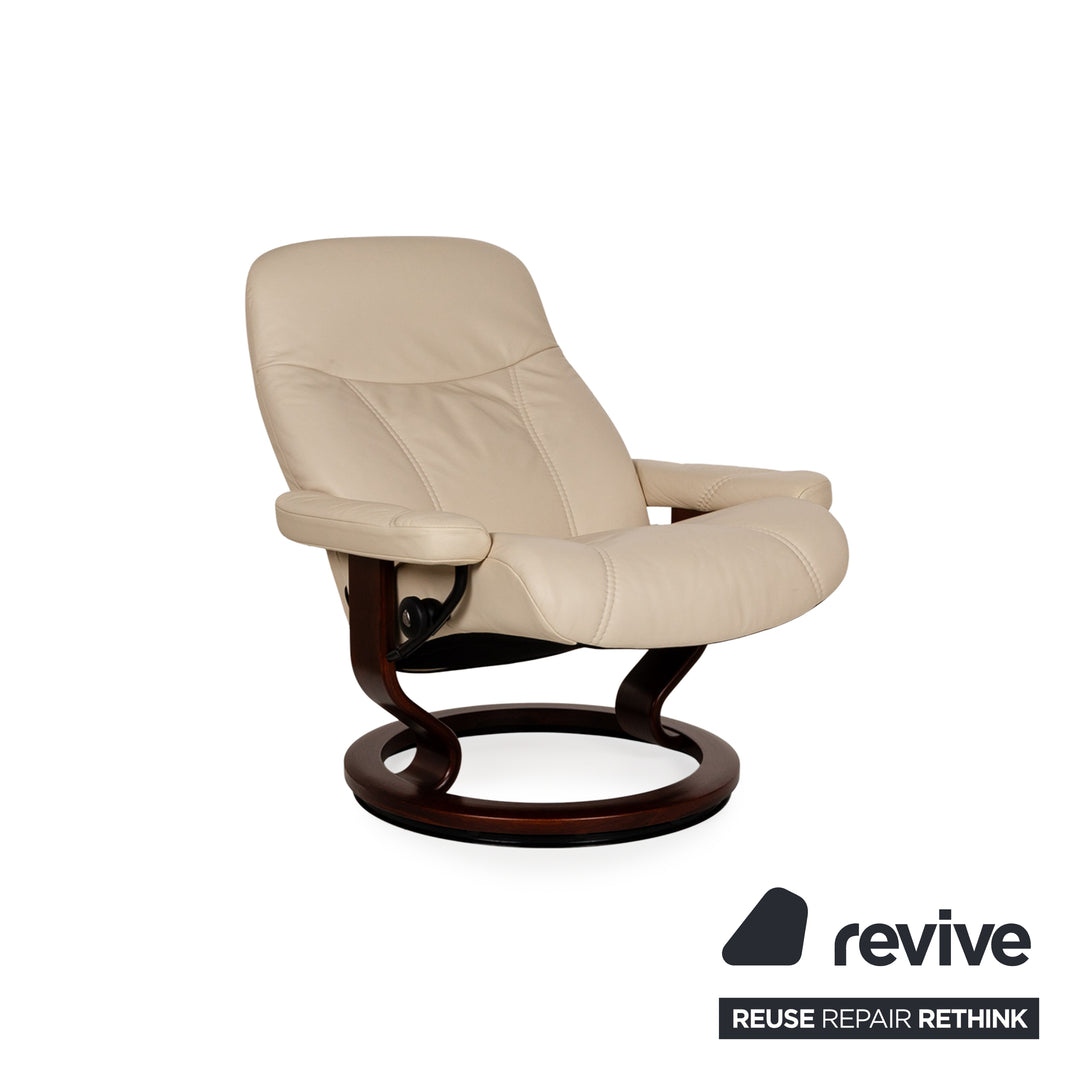 Stressless Consul Leather Armchair Cream incl. Stool manual function