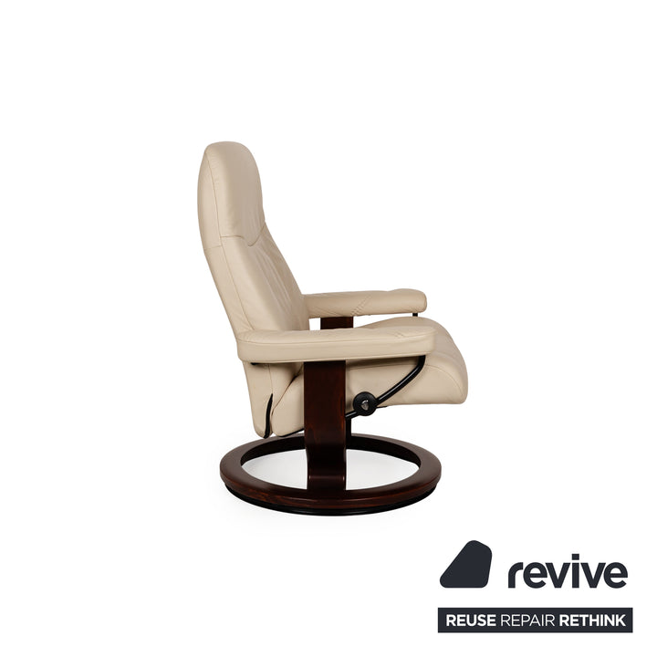 Stressless Consul Leather Armchair Cream incl. Stool manual function