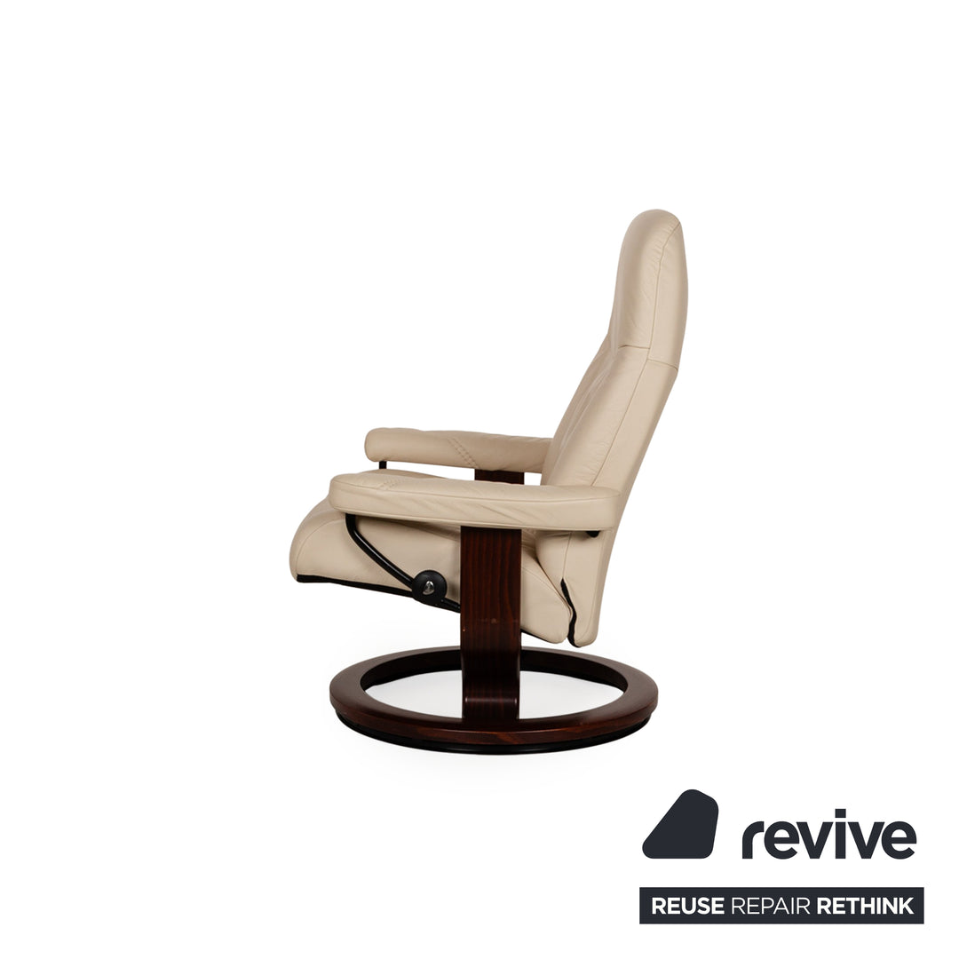 Stressless Consul Leather Armchair Cream incl. Stool manual function