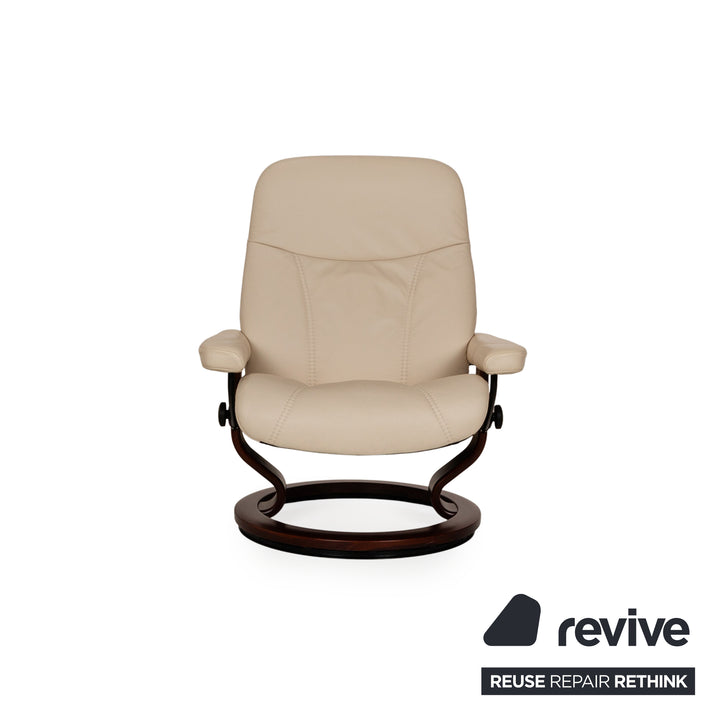 Stressless Consul Leather Armchair Cream incl. Stool manual function