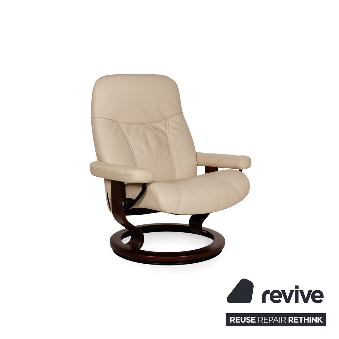 Stressless Consul Leder Sessel Creme inkl. Hocker manuelle Funktion