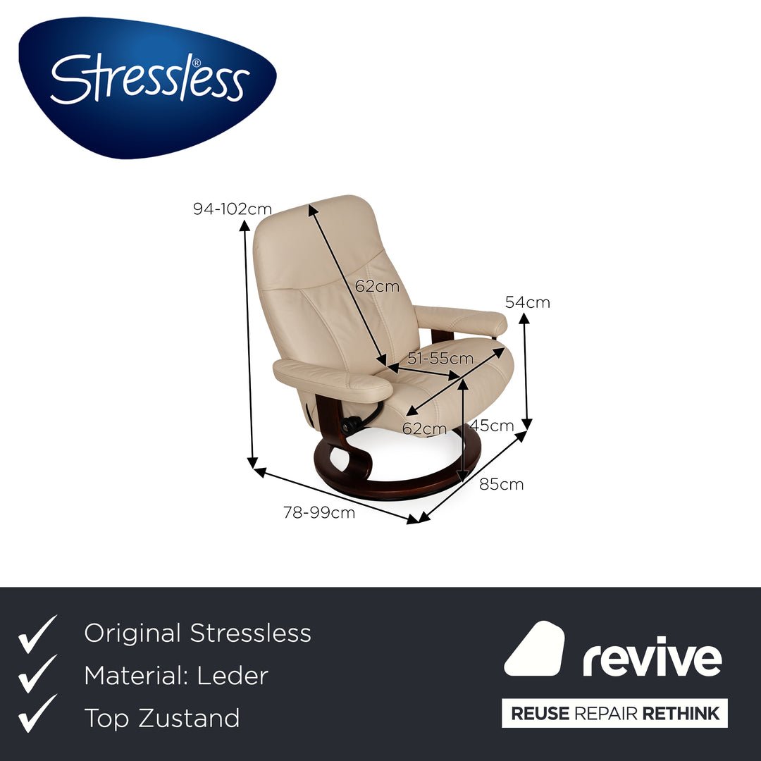 Stressless Consul Leder Sessel Creme inkl. Hocker manuelle Funktion