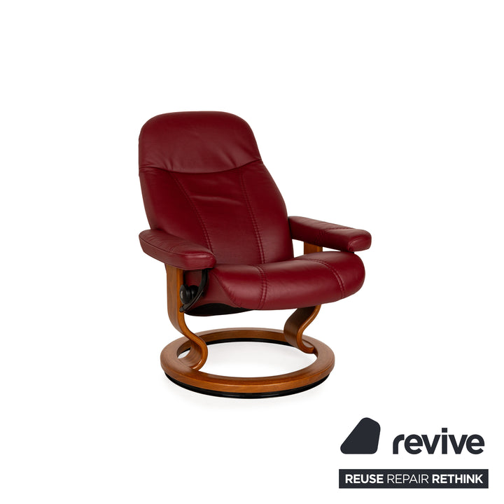 Stressless Consul Leder Sessel Garnitur Rot inkl. Hocker 2x Sessel 2x Hocker