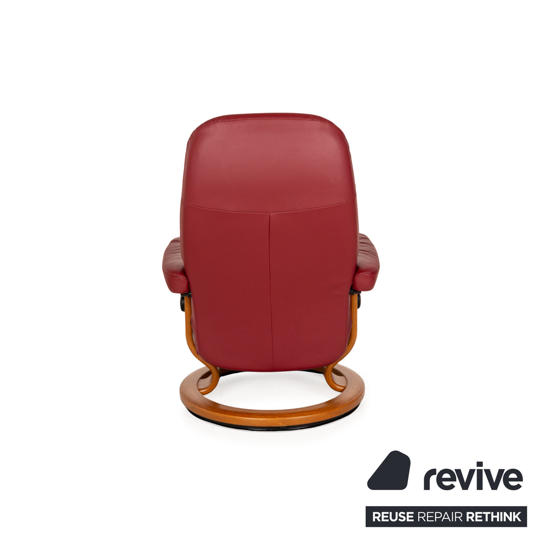 Stressless Consul Leder Sessel Garnitur Rot inkl. Hocker 2x Sessel 2x Hocker