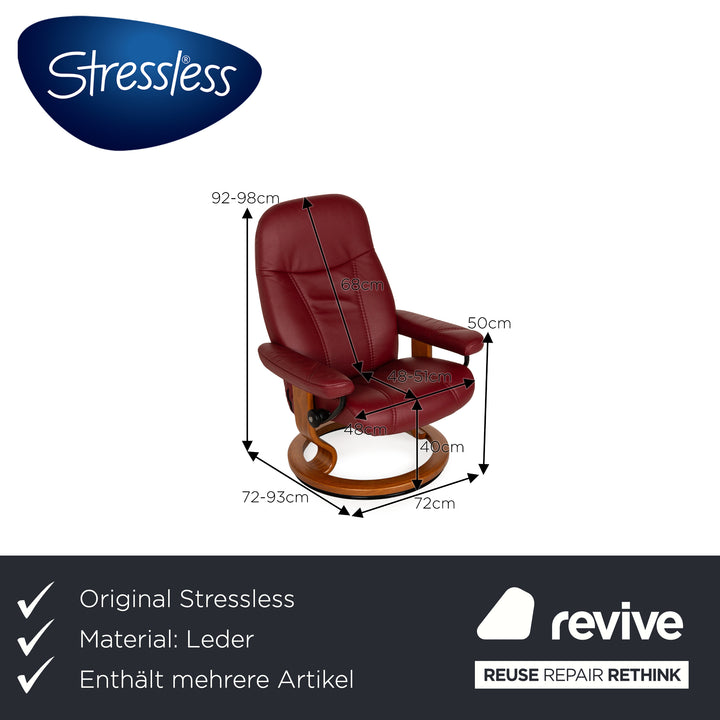 Stressless Consul Leder Sessel Garnitur Rot inkl. Hocker 2x Sessel 2x Hocker