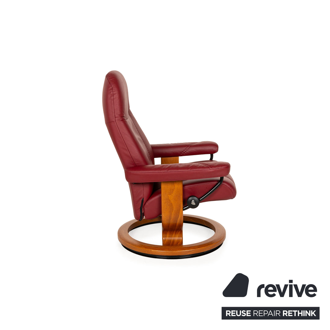 Stressless Consul Leder Sessel Garnitur Rot inkl. Hocker 2x Sessel 2x Hocker