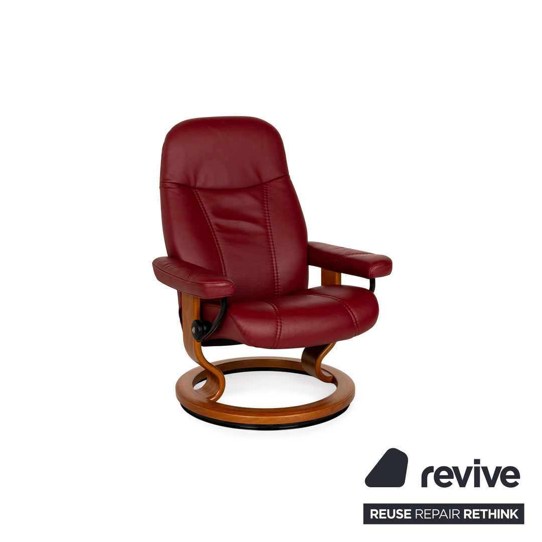 Stressless Consul Leder Sessel Garnitur Rot inkl. Hocker 2x Sessel 2x Hocker