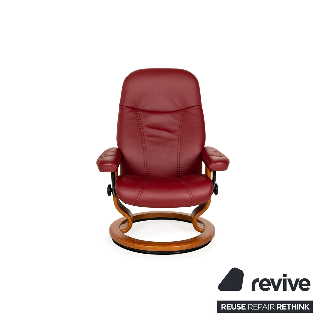 Stressless Consul Leder Sessel Garnitur Rot inkl. Hocker 2x Sessel 2x Hocker