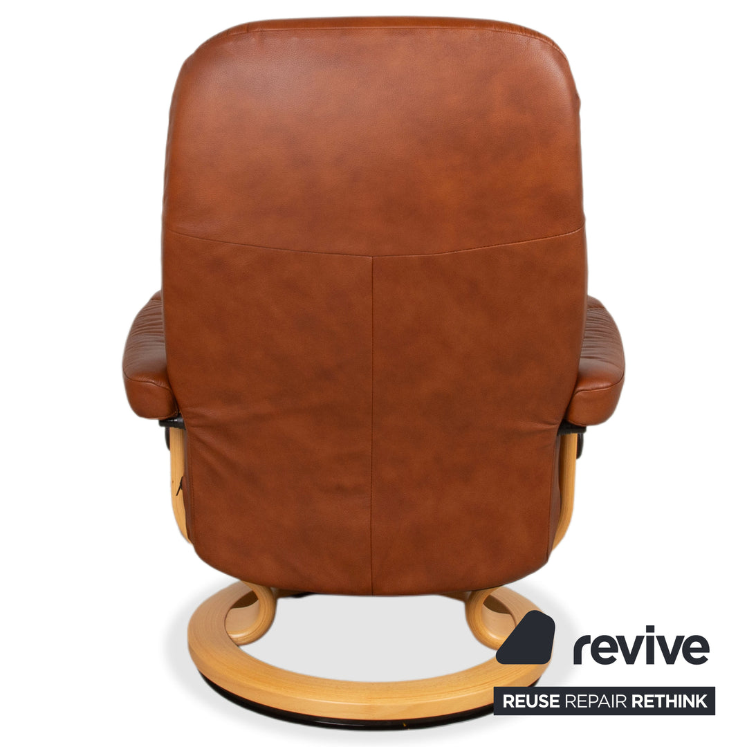 Stressless Consul Leder Sessel Braun Cognac inkl. Hocker