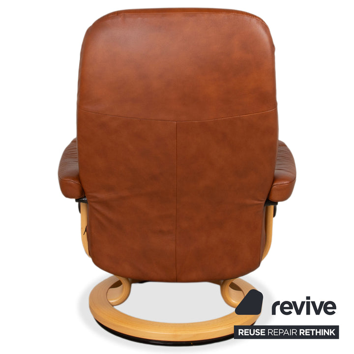 Stressless Consul Leder Sessel Braun Cognac inkl. Hocker