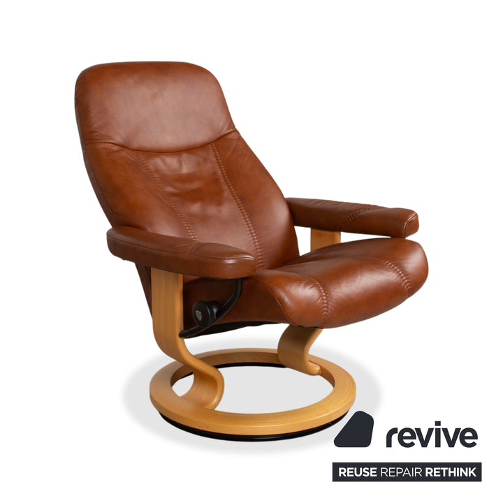 Stressless Consul Leder Sessel Braun Cognac inkl. Hocker