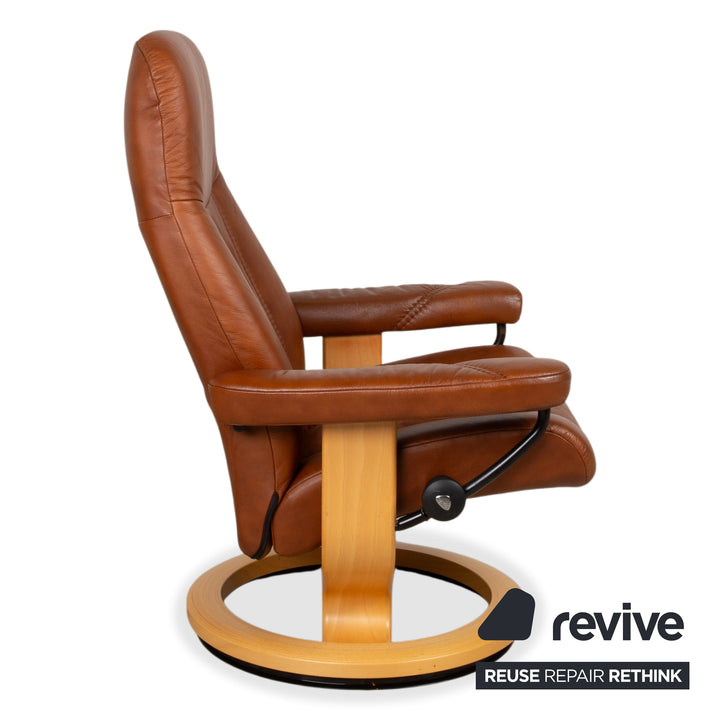 Stressless Consul Leder Sessel Braun Cognac inkl. Hocker