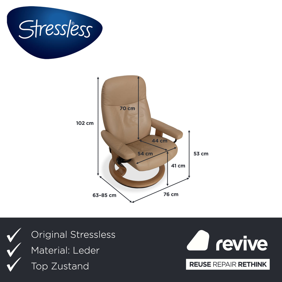 Stressless Consul Leder Sessel inkl. Hocker Beige mit manueller Relaxfunktion