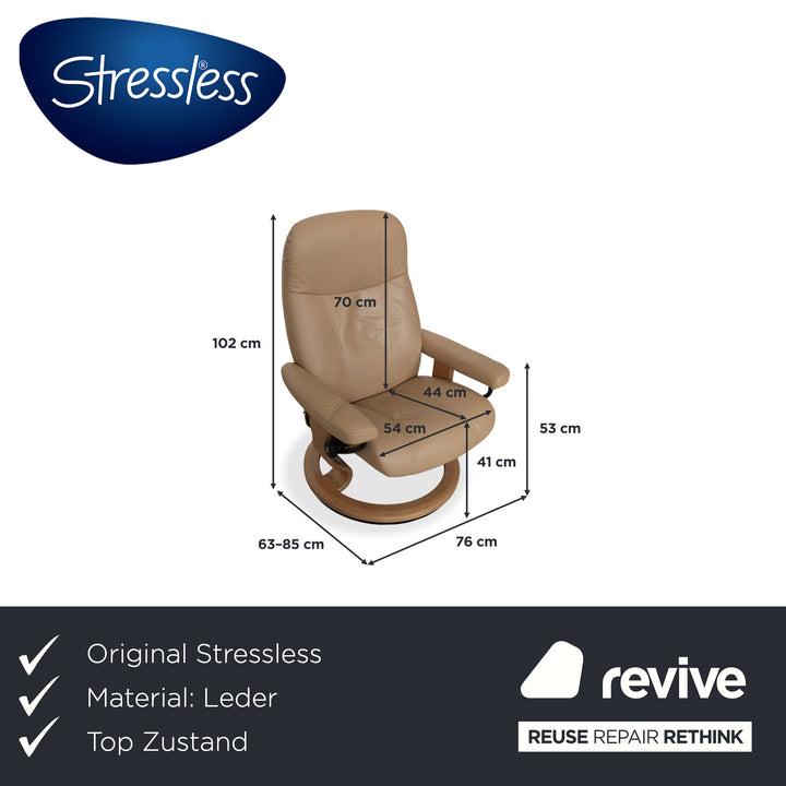 Stressless Consul Leder Sessel inkl. Hocker Beige mit manueller Relaxfunktion