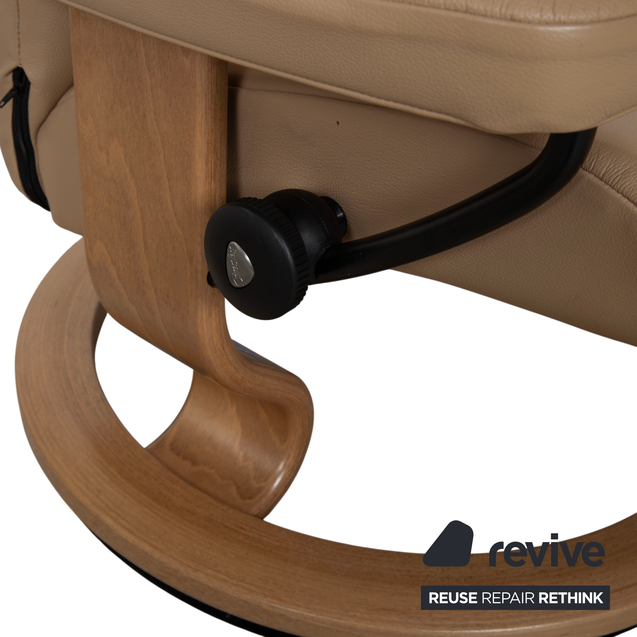Stressless Consul Leather Recliner including Footstool Beige with Manual Reclining Function