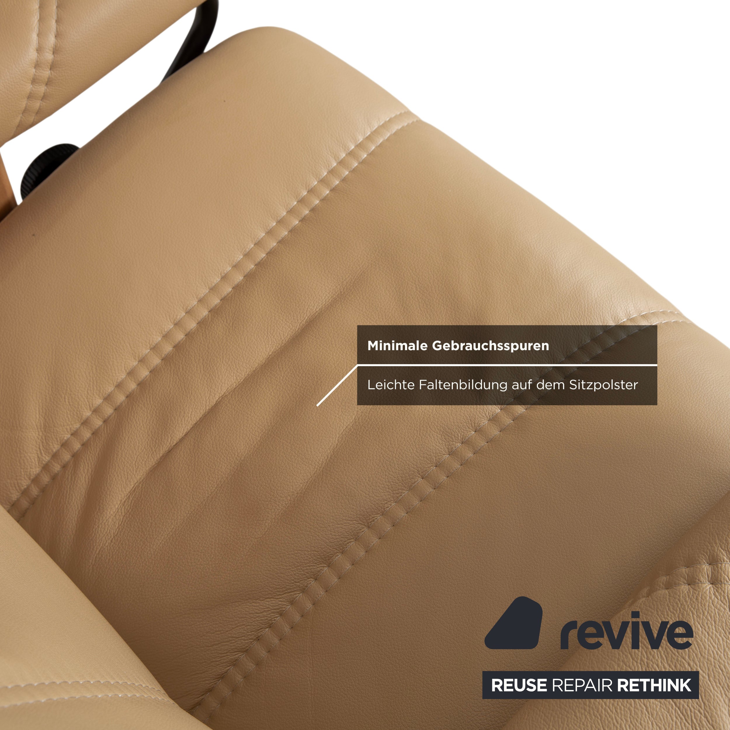 Stressless Consul Leather Recliner including Footstool Beige with Manual Reclining Function