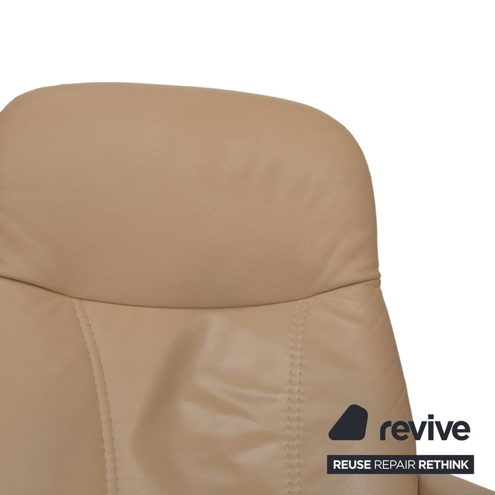 Stressless Consul Leder Sessel inkl. Hocker Beige mit manueller Relaxfunktion