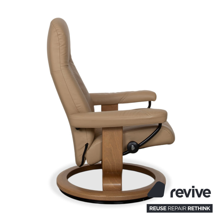 Stressless Consul Leder Sessel inkl. Hocker Beige mit manueller Relaxfunktion