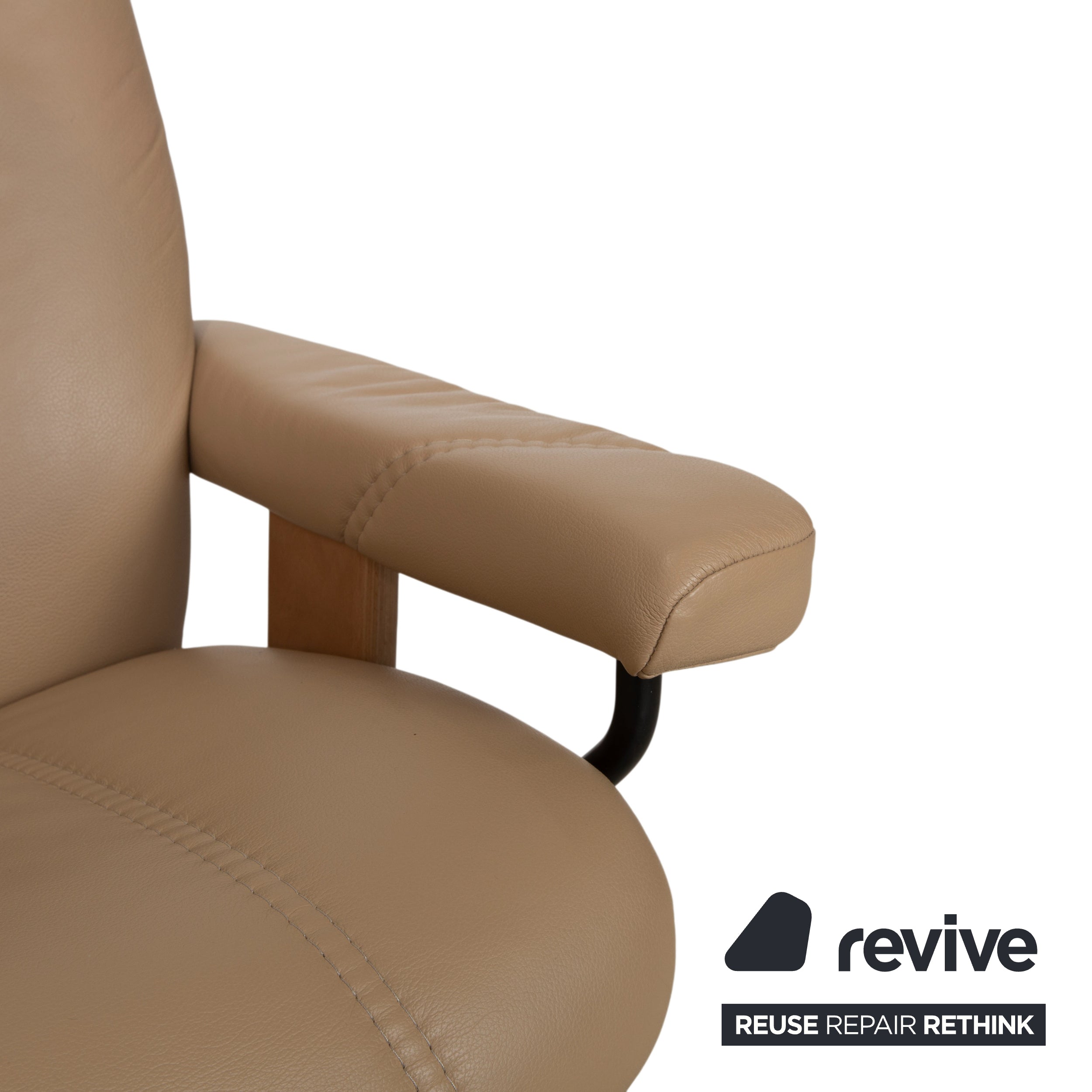 Stressless Consul Leather Recliner including Footstool Beige with Manual Reclining Function