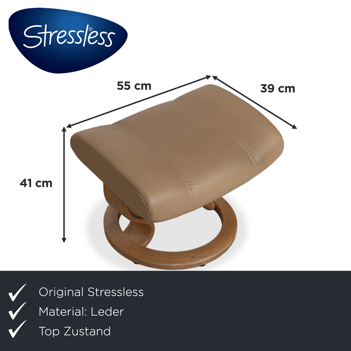 Stressless Consul Leder Sessel inkl. Hocker Beige mit manueller Relaxfunktion