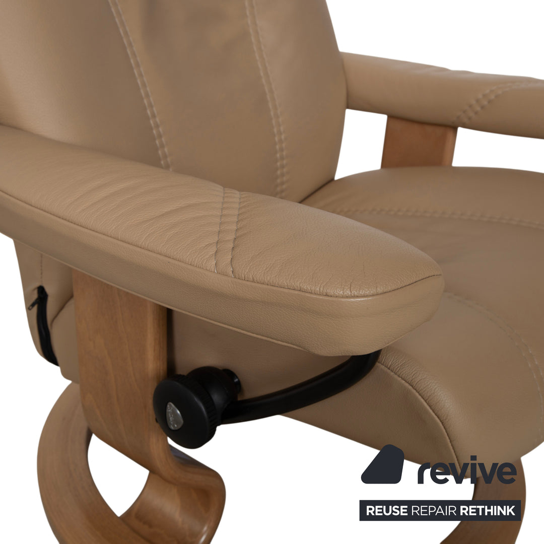 Stressless Consul Leder Sessel inkl. Hocker Beige mit manueller Relaxfunktion