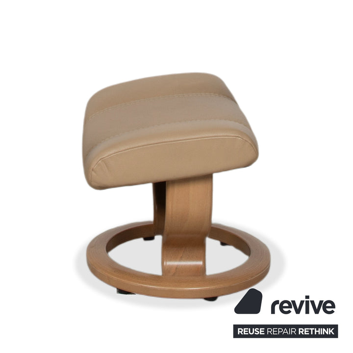 Stressless Consul Leder Sessel inkl. Hocker Beige mit manueller Relaxfunktion