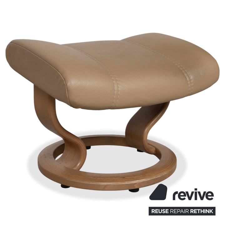 Stressless Consul Leder Sessel inkl. Hocker Beige mit manueller Relaxfunktion