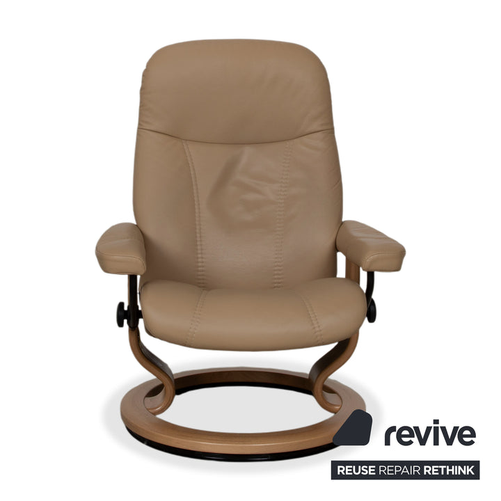 Stressless Consul Leder Sessel inkl. Hocker Beige mit manueller Relaxfunktion