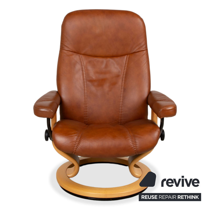 Stressless Consul Leder Sessel Braun Cognac inkl. Hocker