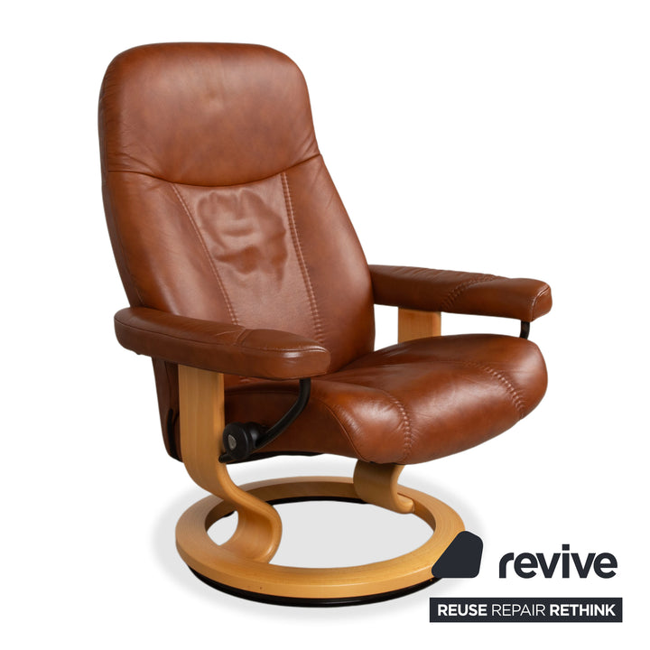 Stressless Consul Leder Sessel Braun Cognac inkl. Hocker