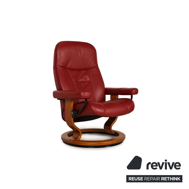 Stressless Consul Leder Sessel Rot inkl. Hocker Funktion Relaxfunktion