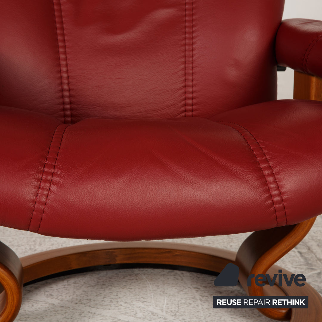 Stressless Consul Leder Sessel Rot inkl. Hocker Funktion Relaxfunktion