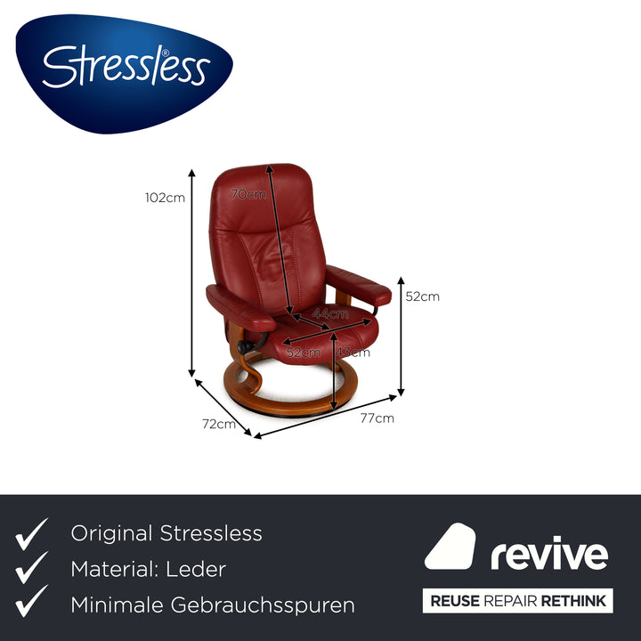 Stressless Consul Leder Sessel Rot inkl. Hocker Funktion Relaxfunktion