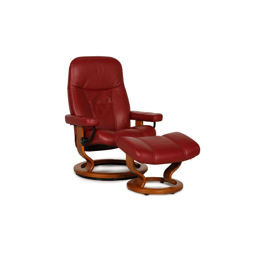 Stressless Consul Leder Sessel Rot inkl. Hocker Funktion Relaxfunktion