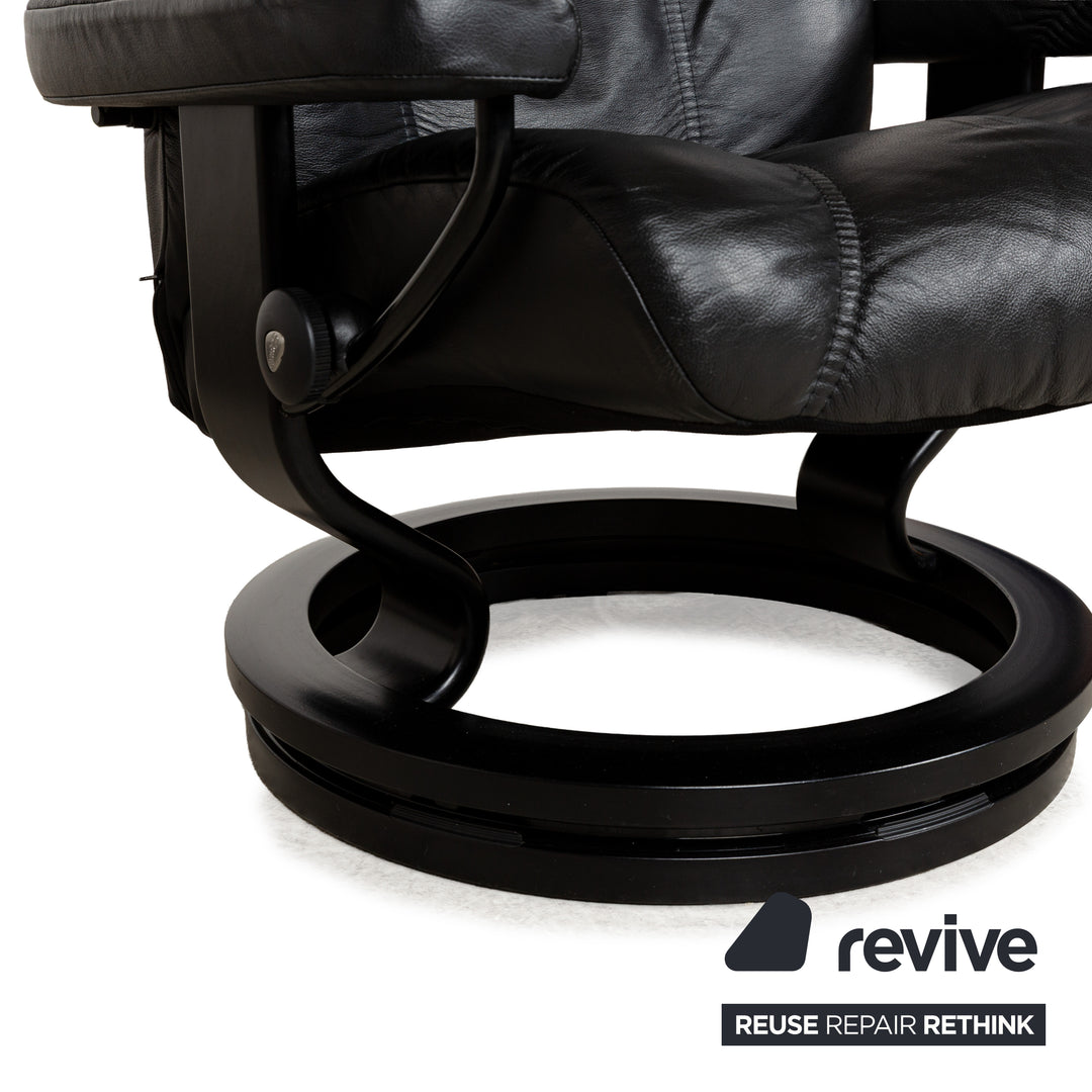 Stressless Consul Leather Armchair Black incl. Footstool manual function