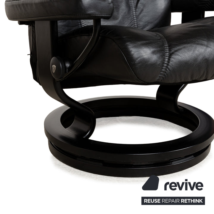 Stressless Consul Leather Armchair Black incl. Footstool manual function