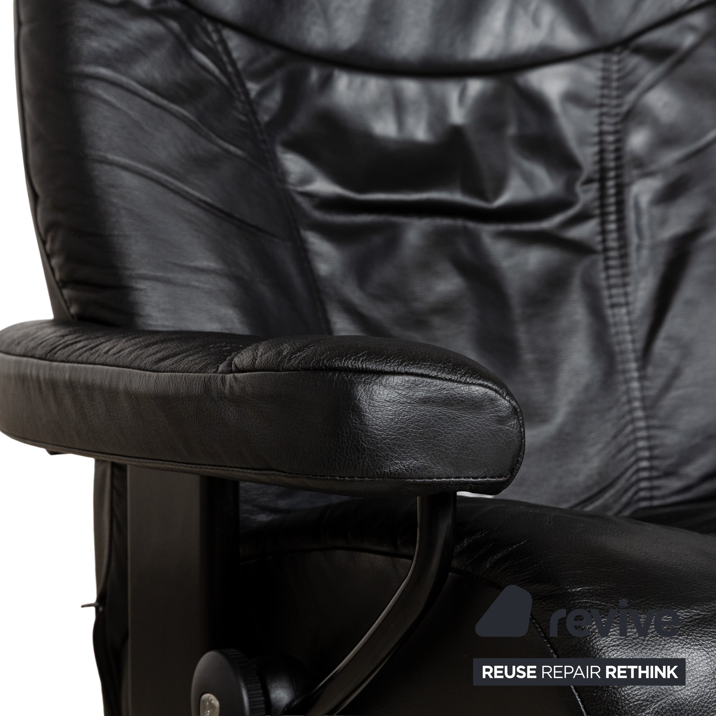 Fauteuil Stressless Consul en cuir noir incl. Fonctionnement manuel du repose-pieds