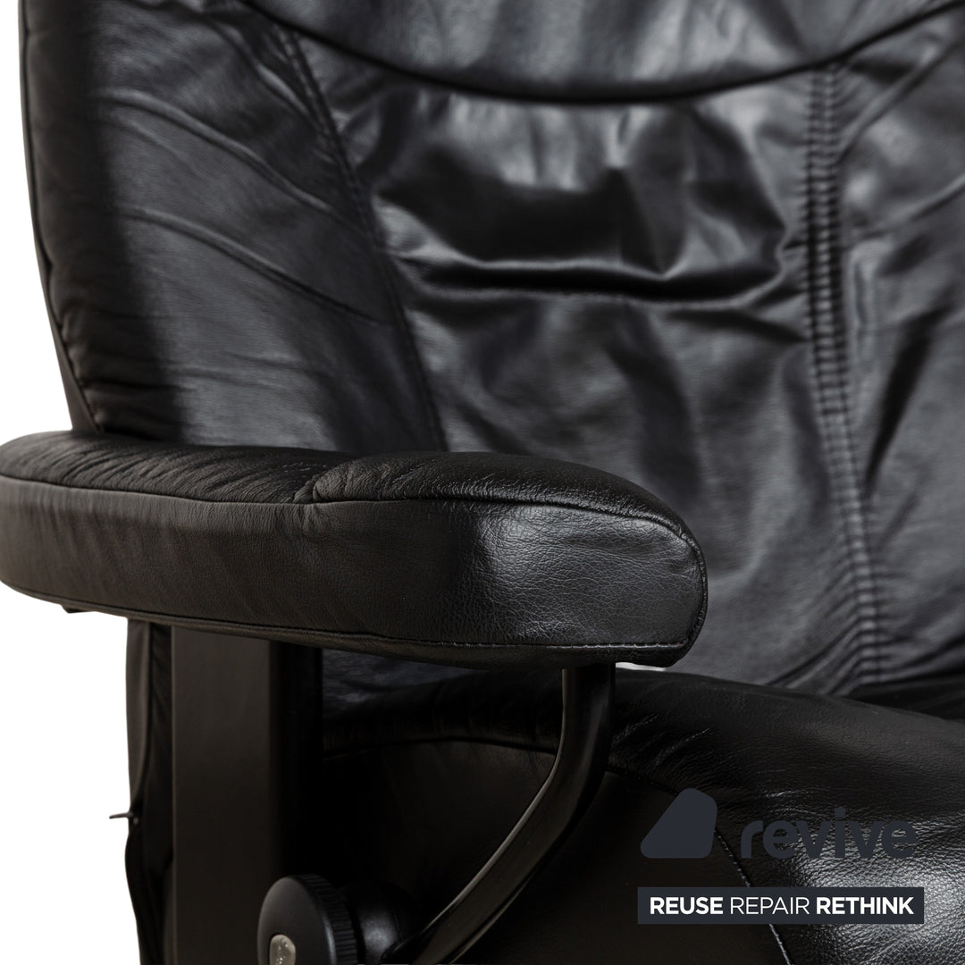 Stressless Consul Leather Armchair Black incl. Footstool manual function