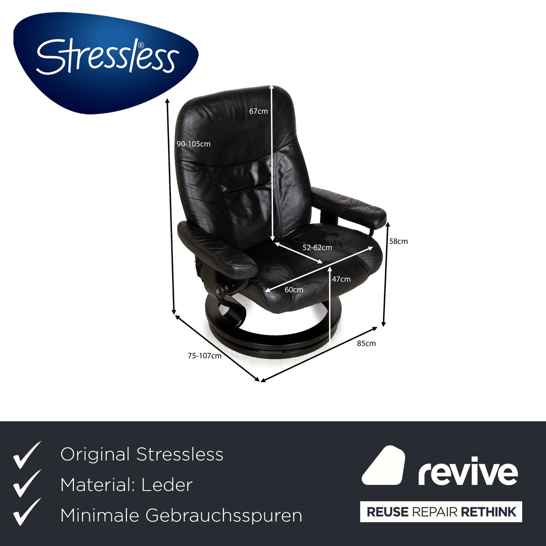 Stressless Consul Leather Armchair Black incl. Footstool manual function